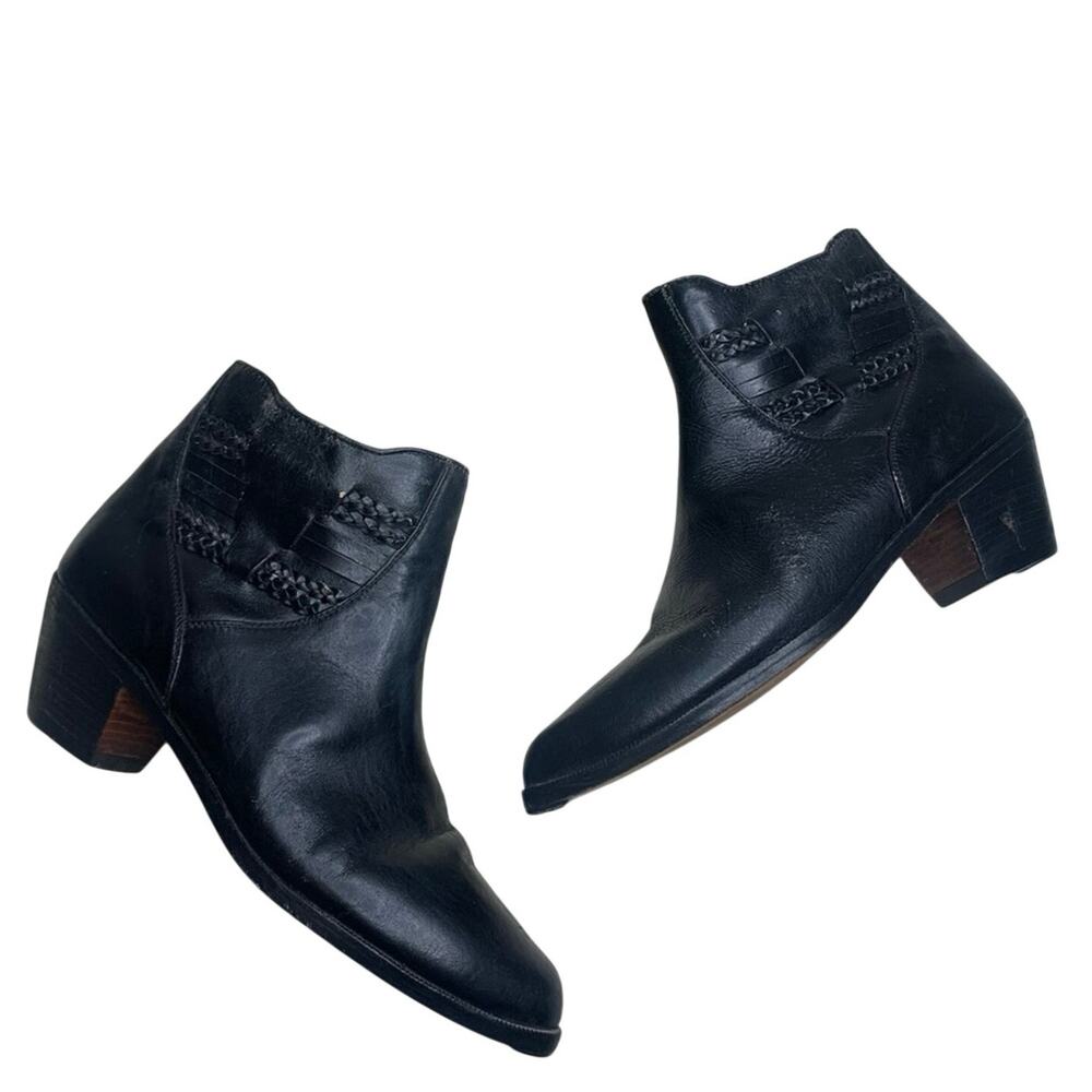 THE WILD PAIR VINTAGE Women's Western Cowgirl Leather Heeled Boots Black 9.5 W
